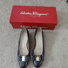 Salvatore Ferragamo Boutique Vara Marrone CALF Croc Pt Shoes Italy 6B VTG READ
