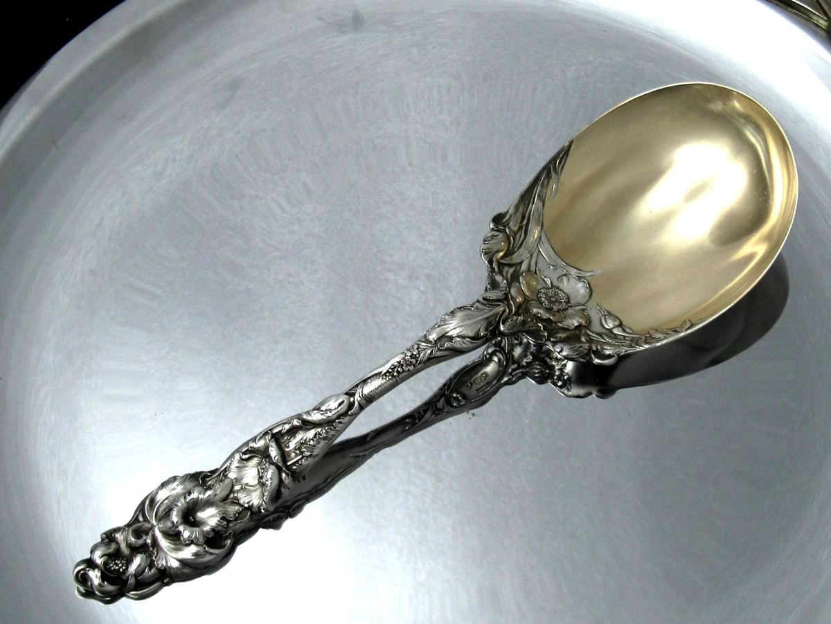 【米国／リード＆バートン】純銀 スターリングシルバー／スプーン「エナメル」 Reed & Barton Antique US Sterling Silver Serving Spoons for sale