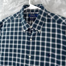 Polo Ralph Lauren Shirt mens Large Button Down Green Plaid Classic Fit Pony Logo