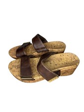 Vionic Pepper Wedge Metallic Brown Slip On Cork Leather Sandals