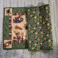 Handcrafted - Quilted Table Runner - Halloween Symbols - Vampire/Pumpkin/Cat