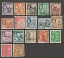 MALTA 1956-57 QE11 SET TO 1£ (F)