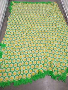 Vintage Handmade Granny Crochet King Size Blanket Daisy 90"x100"