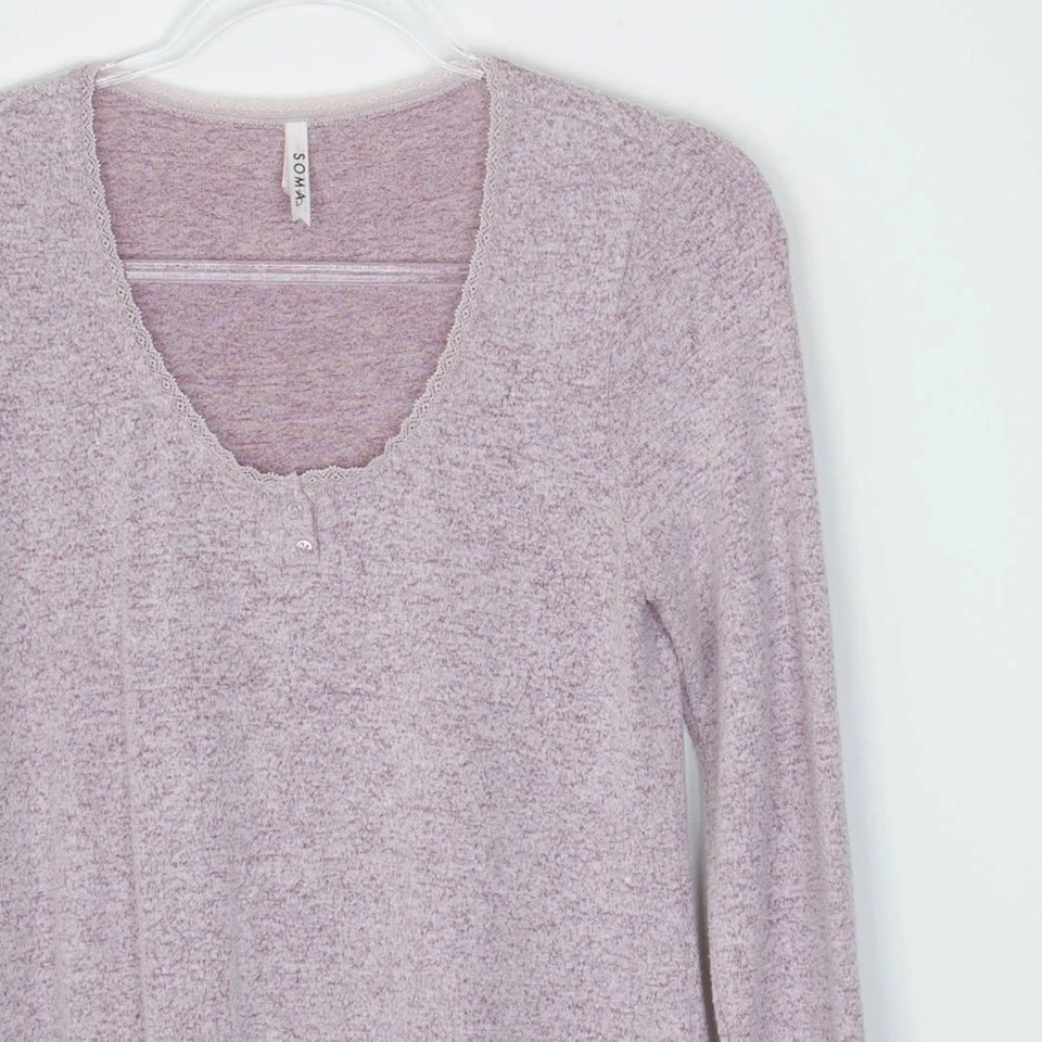 Camisa para dormir Soma para mujer acogedora de lujo manga larga talla XS encaje ribete salón femenino Foto 2 de 4