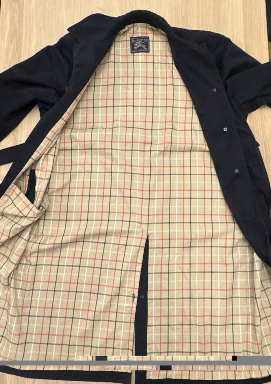 Burberry's Vintage Check Navy Cotton Long Trench City Mac Coat Women's 16/18 thumbnail 13