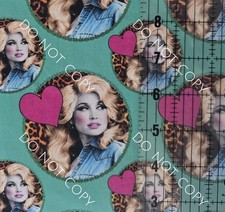 Custom 100 Cotton Woven Fabric Dolly Teal Singer Cheetah by the 1/4 Yard 9x56