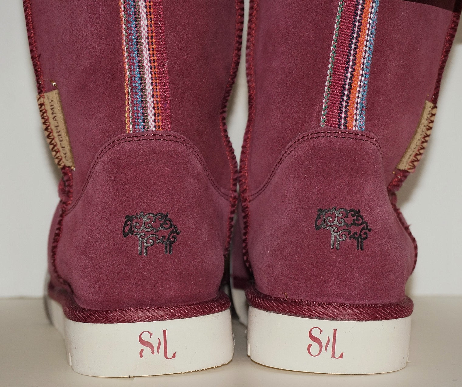 SUPERLAMB Burgundy Sheepskin Leather MONGOL 19-640 Boots US 8