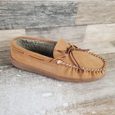 Minnetonka Trevor Mens Slippers Sz 10 M Cinnamon Suede Comfort Slip On Round Toe