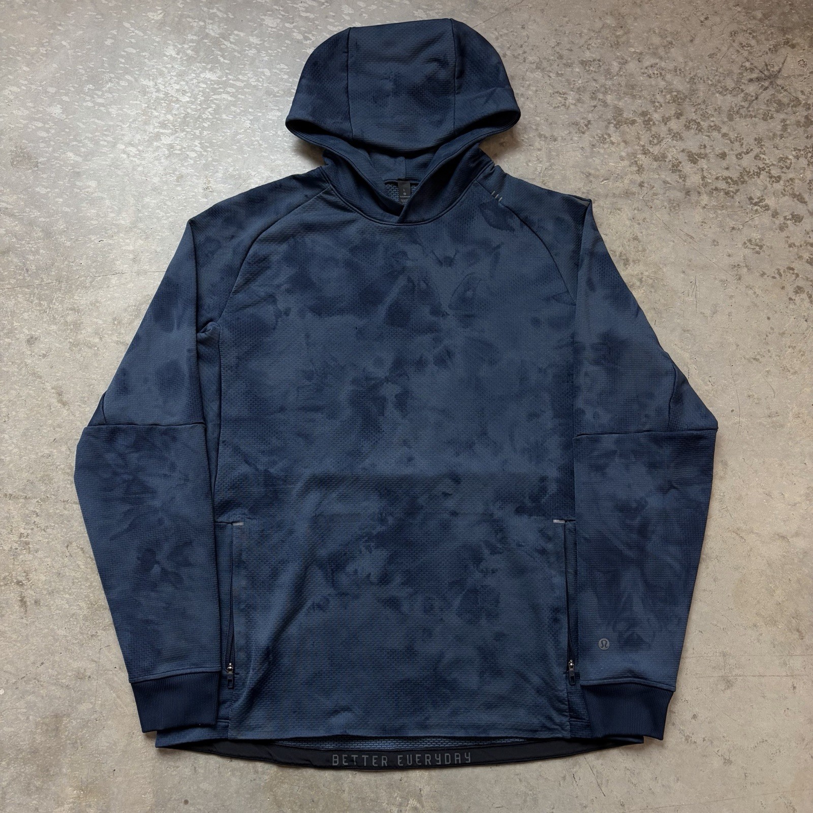 Lululemon Textured Tech Hoodie Blue Tie Dye Performance Pullover Diamond Large