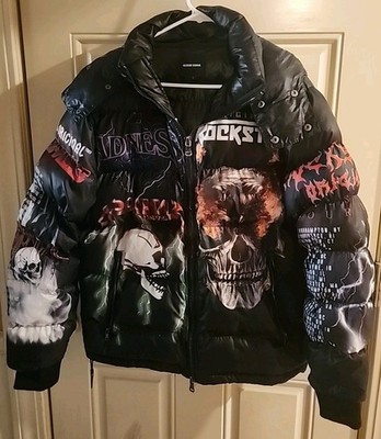 Rockstar Original MENS OUTERWEAR Black Nash Graphic Print Puffer