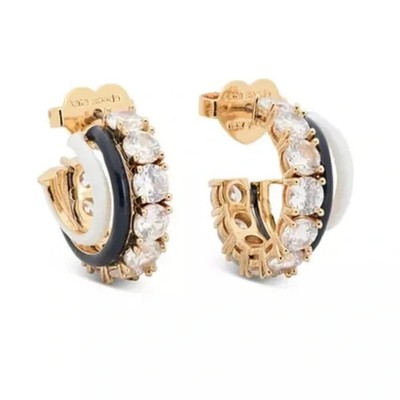 Kate Spade Hint of Shimmer Stacked Huggies Earrings in Black