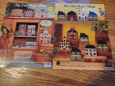 The Cat's Meow Village cross stitch Series II and Series XII, 1994