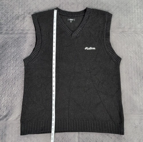 Malbon Golf Sweater Vest Knit Sleeveless Black Embroidered V Neck Men Medium image 6