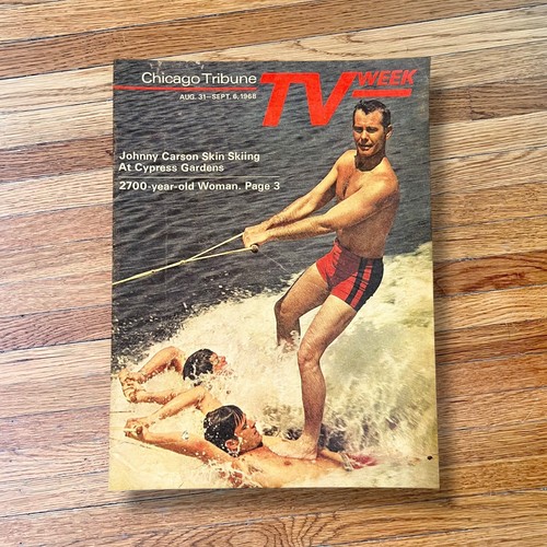 Chicago Tribune 1968 TV Week Ft. Johnny Carson Water Skiing ON PEOPLE!! VTG - Foto 2 di 13