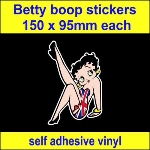 Betty Boop leg kick stickers Union Jack dress Scooter Vespa vw van dub car Decal - Zdjęcie 1 z 3