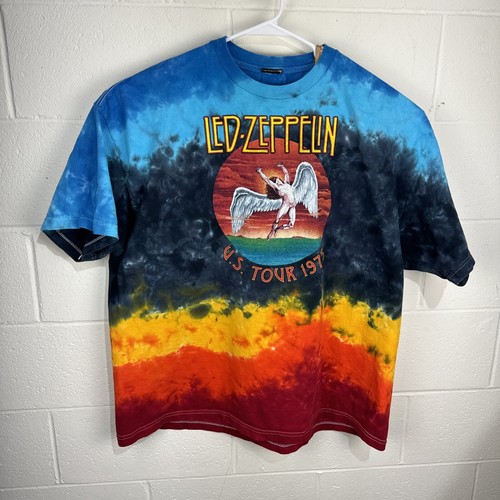 Camiseta De Colección Azul Líquido Tie-dye Led Zeppelin Para Hombre 3XL Y2K Gira por Estados Unidos 1975 - Imagen 2 de 16