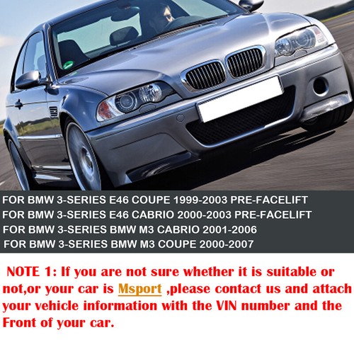 Pair Chrome Front Kidney Grille Grill Covers for BMW E46 M3 Coupe 1998-2001 New - Picture 4 of 9