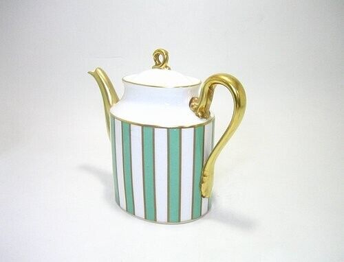 Richard Ginori Amadeus Green Teapot Stripe Antico Doccia Italy - Picture 2 of 3