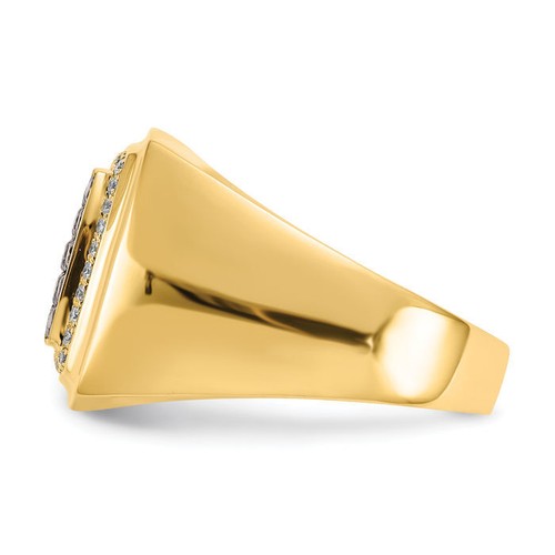 14K Solid Yellow Gold Champagne White Diamond Mens Ring - Picture 4 of 18