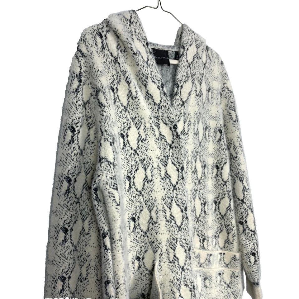Cárdigan largo con hebilla negro estampado de piel de serpiente frente abierto talla pequeña Foto 2 de 4
