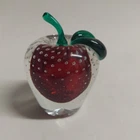 Vintage Murano Style Bullicante Sommerso Red Apple Strawberry Glass Paperweight