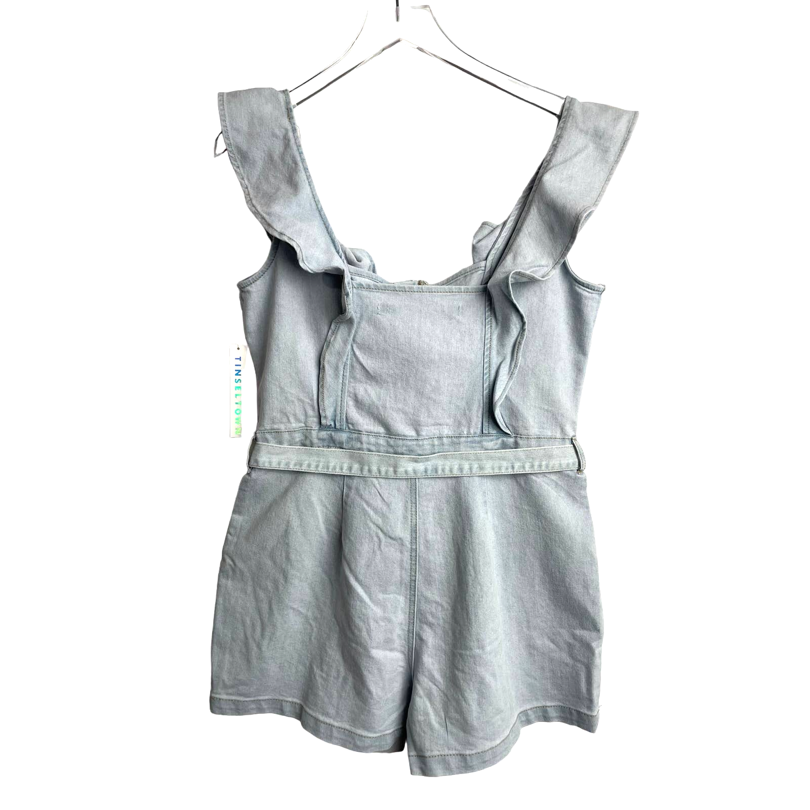 Tinseltown Denim Jumper Romper Light Wash Ruffles NWT Size L eBay