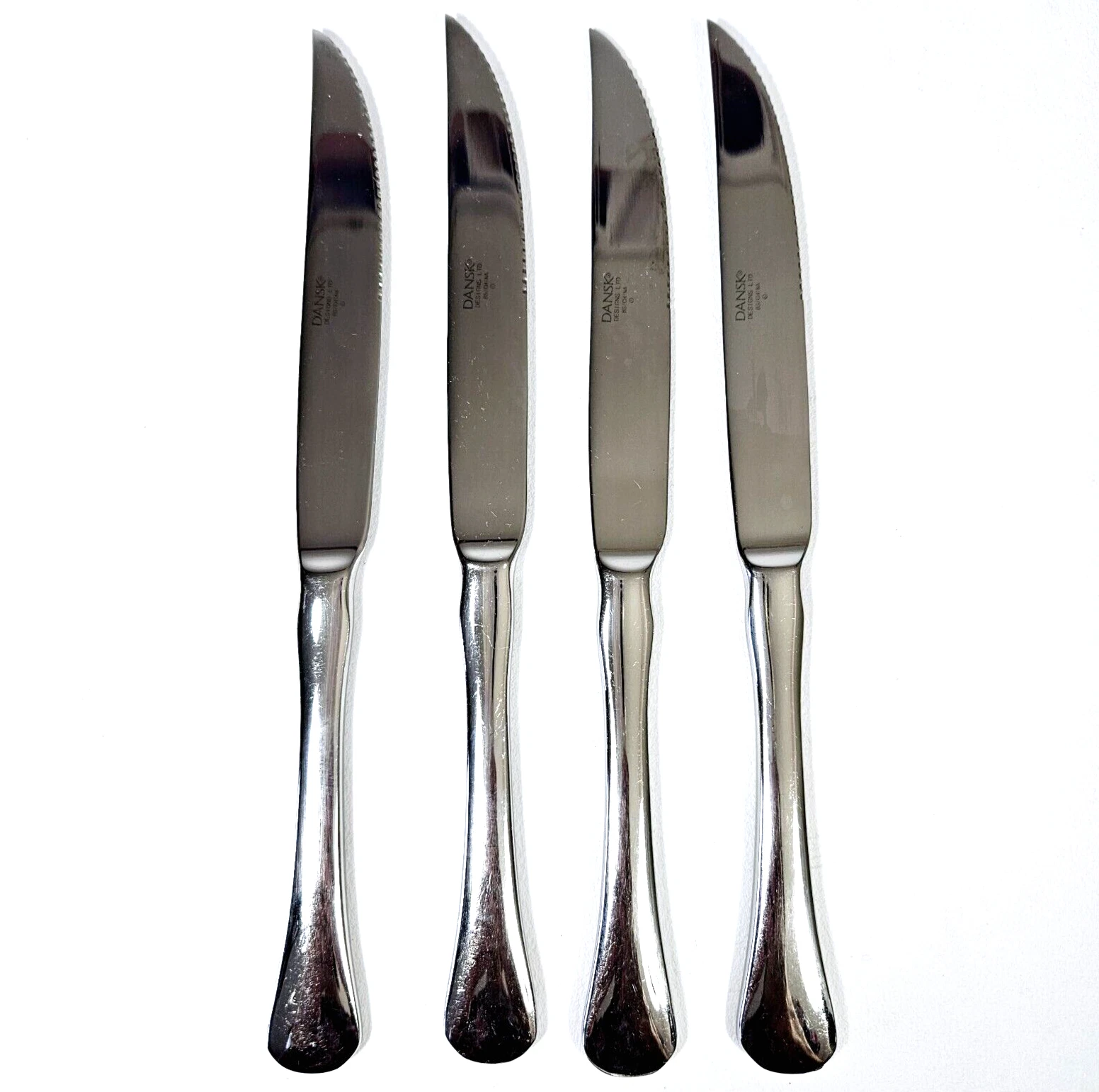 Dansk Silhouette Stainless Steak Knives Set of 4 Serrated 9" Flatware