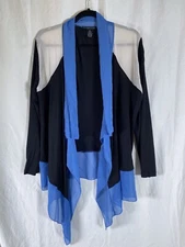 Design History Woman’s Flowing Stretchy Sheer Long Sleeve Open Top Sz.XL