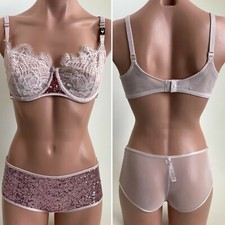 Victoria's Secret Dream Angels Push Up w/o Padding Bra 34D  Shortie XS  Pink Set