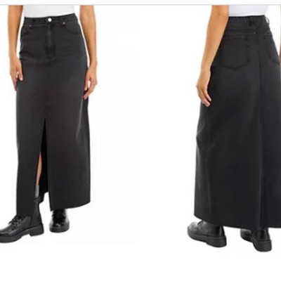 Tinseltown Juniors' Maxi Denim Skirt Black washed NEW Hi-Rise SZ M Y2K style 
