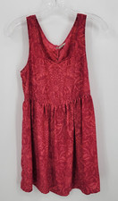 Ecote Dress Womens Small Red Pink Floral Sleeveless Fit & Flare Back Cutout