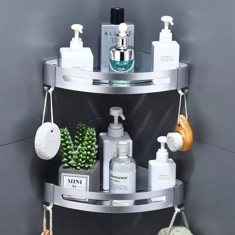 maifey Corner Shower Caddy Wall Mounted Shelves No Bright Sand Silver