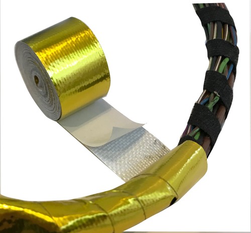 Gold Foil Heat Insulating Tape Hose Wrap Reflective Shield Adhesive 50mm X 9.0m - Picture 2 of 4