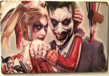TIN SIGN new 8x12 Harley Quinn The Joker evil lovers DC comics clown jester Pan3
