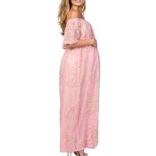 sleeveless women's light pink off the shoulder dress for pregnant HATCH Collection The Softsculpt Knit Off The Shoulder Dress in Peony