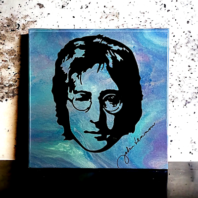 John Lennon Silhouette 12 x 12 Painting Art Canvas Resin Beatles