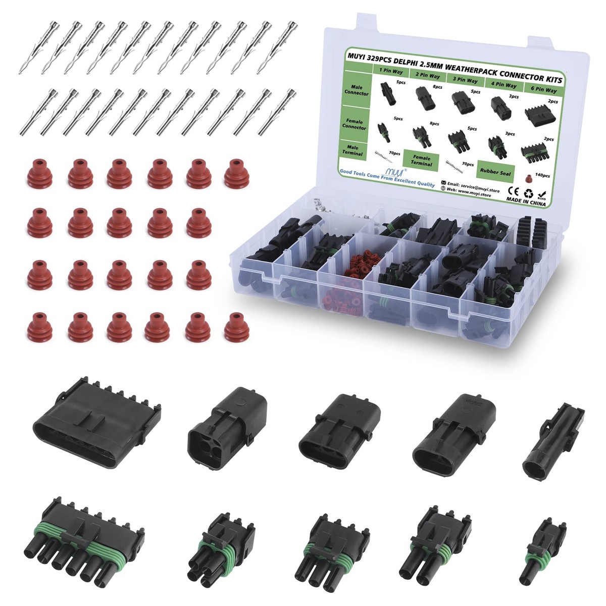 329PCS Weather Pack Connectors Kit, 23 Sets Waterproof Connector 1