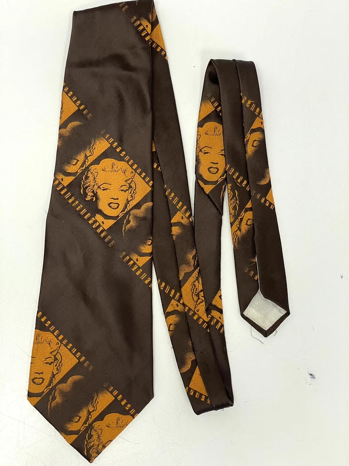 Corbata de Colección Años 70 Norma Jeane Baker Disco Marrón DORADO Cuello MoD MARILYN MONROE Foto 4 de 4