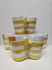 Deka Mugs set of 8 MCM yellow stripe midcentury retro yellow cup modern Atomic