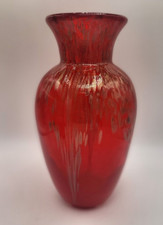 Vase - Red with Gold Coloured 'Glitter' Detail - 26.5cm Tall