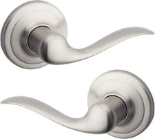 Kwikset Tustin Satin Nickel Passage Door Lever Non-Locking Easy Install