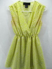 Kardashian Kollection Women's Dress Small Yellow Cheetah Wrap Sleeveless Mini 