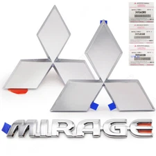 Set Chrome Front Tailgate Logo Emblem Grille For Mitsubishi Mirage 2019 2021