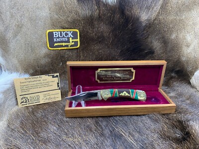1992 Buck David Yellowhorse 112 Custom ''CACTUS'' Knife - Mint In Display Caae
