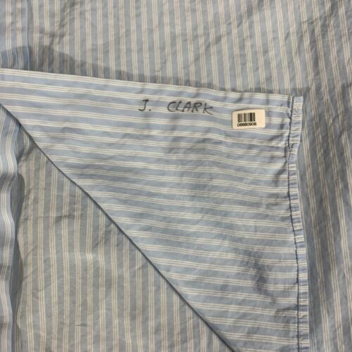 Ben Silver Shirt Mens 16.5 38 XL Blue Striped Cotton Formal Wedding Dress Fine - Picture 10 of 15