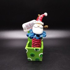 Santa Claus Jack In The Box Glittered Christmas Ornament Resin