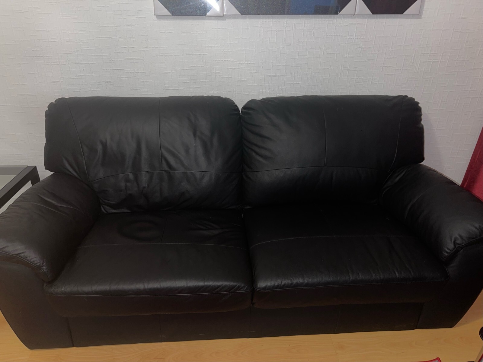 Argos black leather settee 2 seater (Good condition) eBay