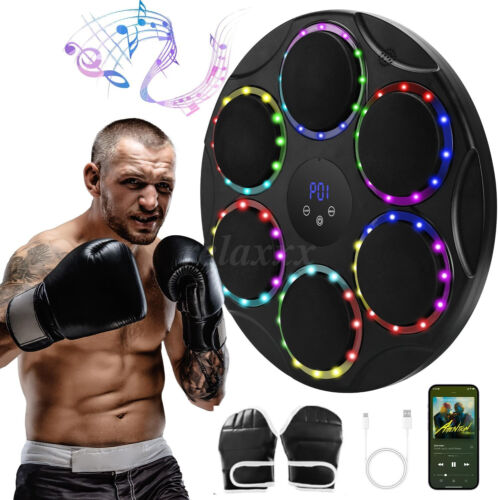Bluetooth 9 Training Modes Smart Music Boxing Machine RGB w/Gloves Wall Mounted