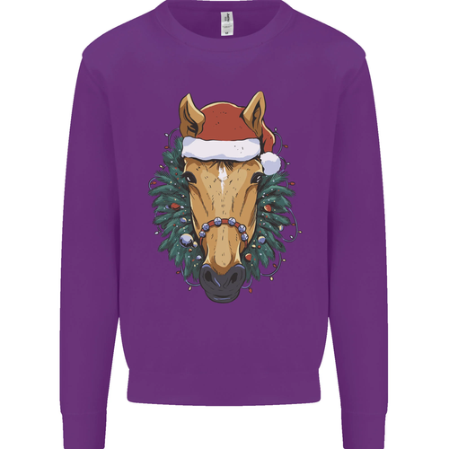 A Christmas Horse Equestrian Kids Sweatshirt Jumper - Picture 17 of 87