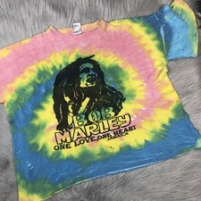 Vintage Tie Dye Bob Marley One Love One Heart Jamaica T Shirt